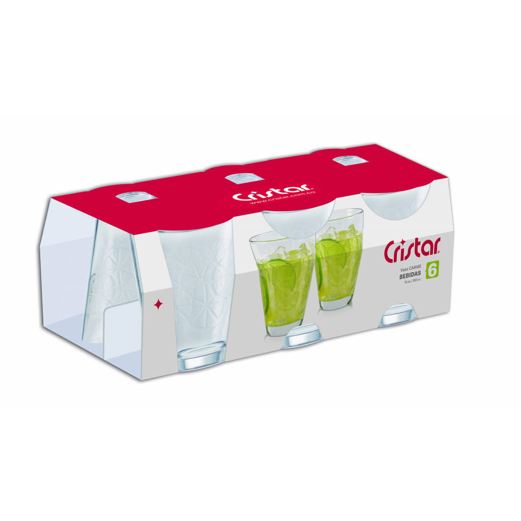 Vaso Caribe Bebidas Canastilla x 6 Unidades