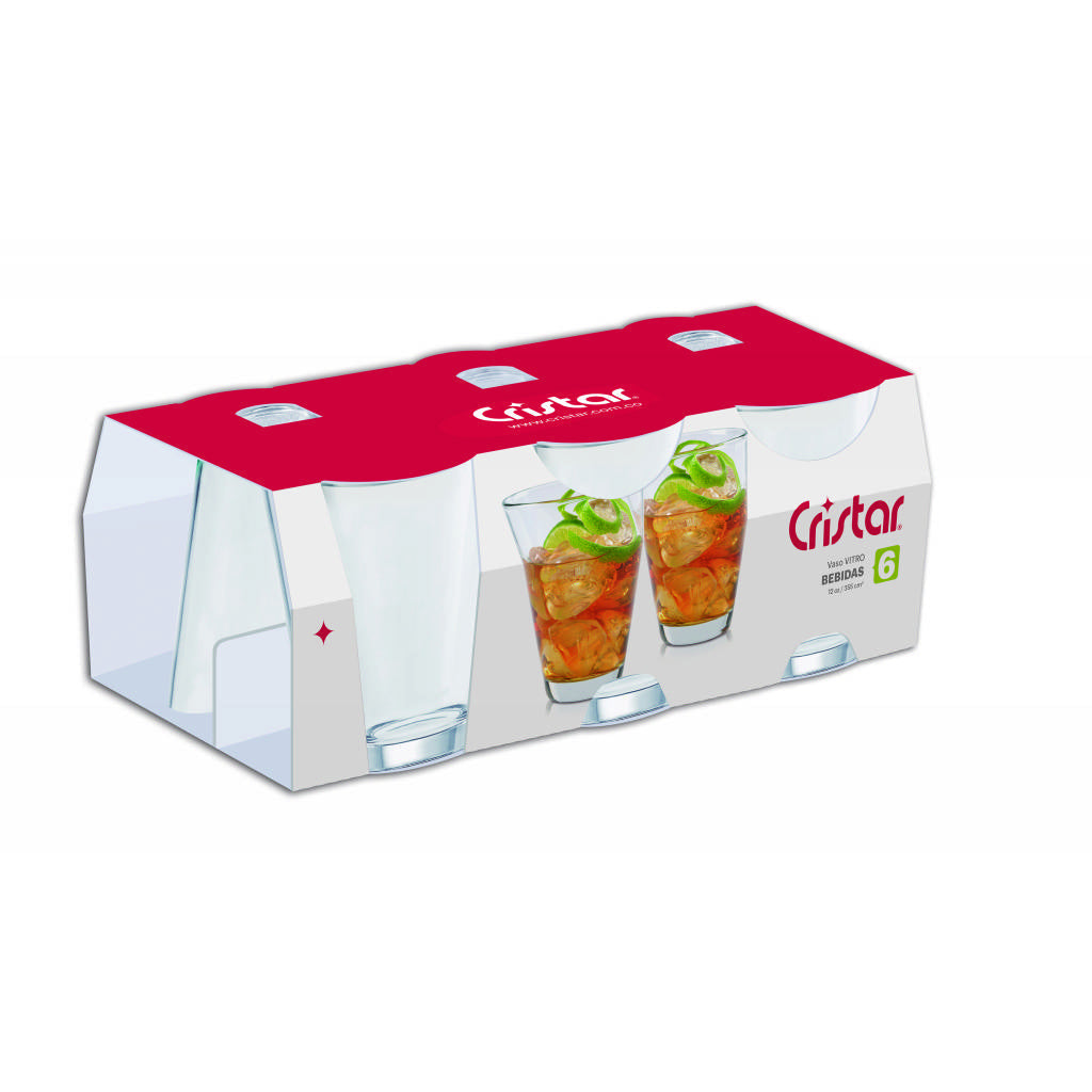 Vaso Vitro Bebidas Canastilla x 6 Unidades