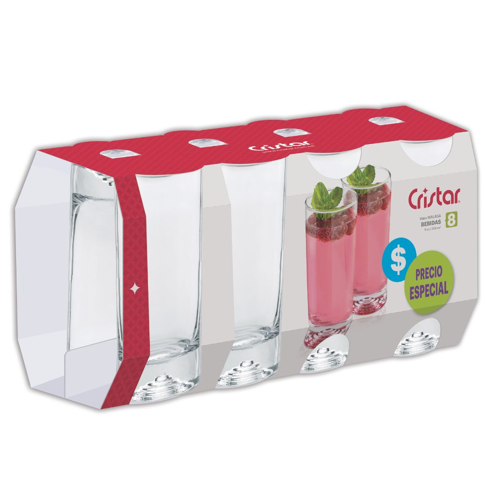 Vaso Malaga Bebidas Canastilla x 8 Unidades