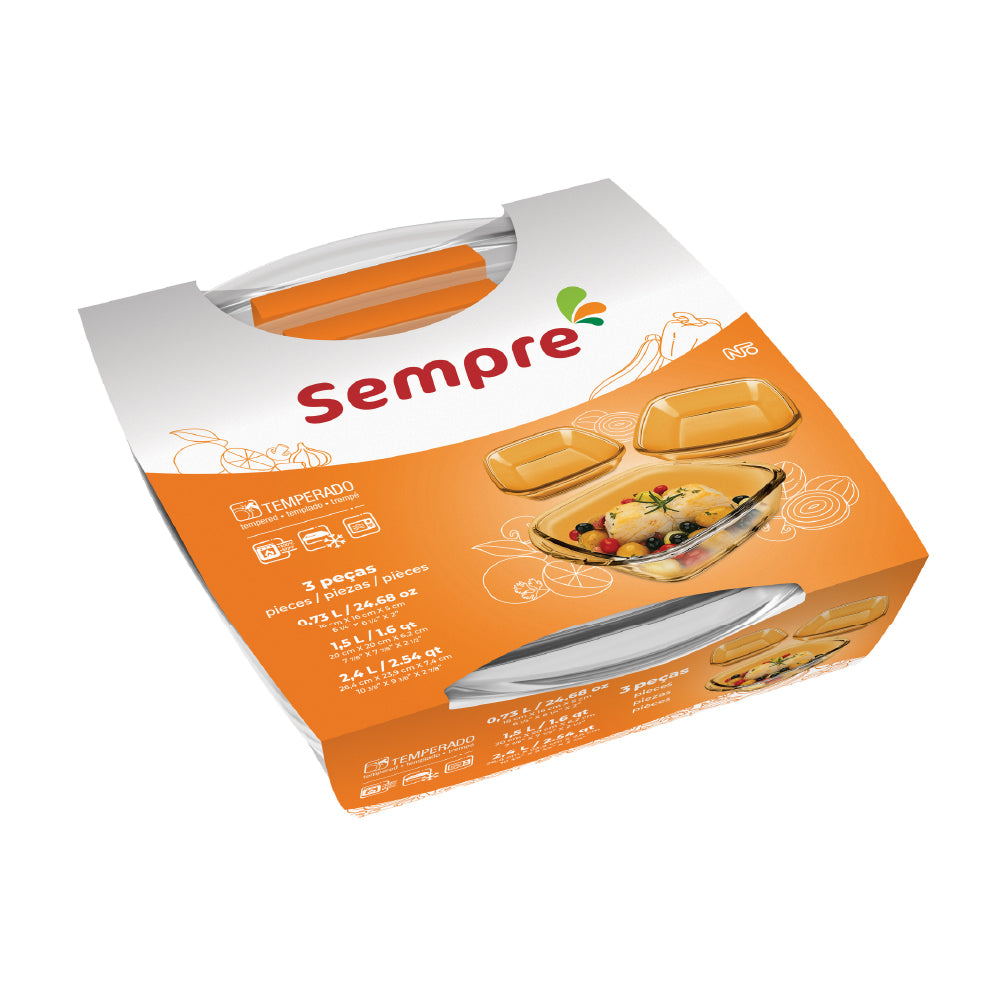 Contenedor Sempre Cuadrado x 3 Unidades