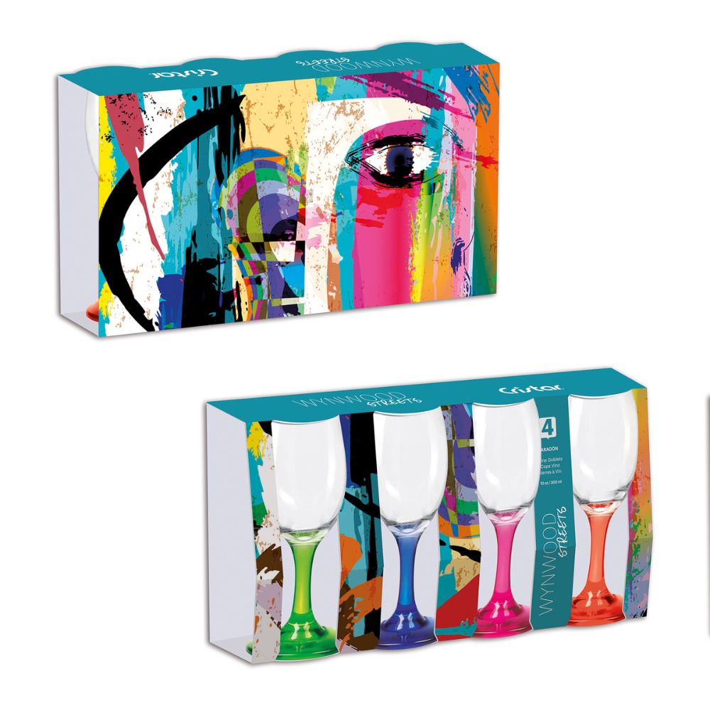 Copa Aragon Vino Color Neon x 4 Unidades