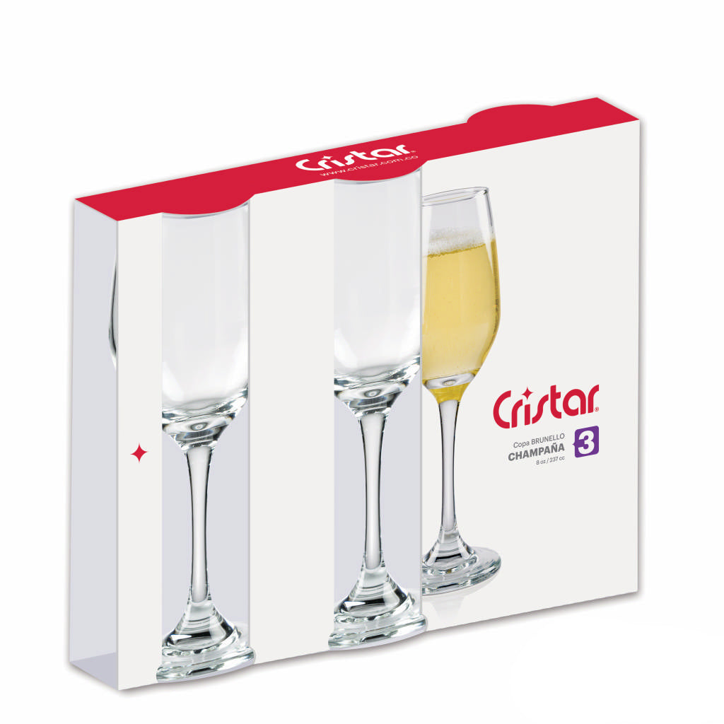 Copa Brunello Champaña Canastilla x 3 Unidades