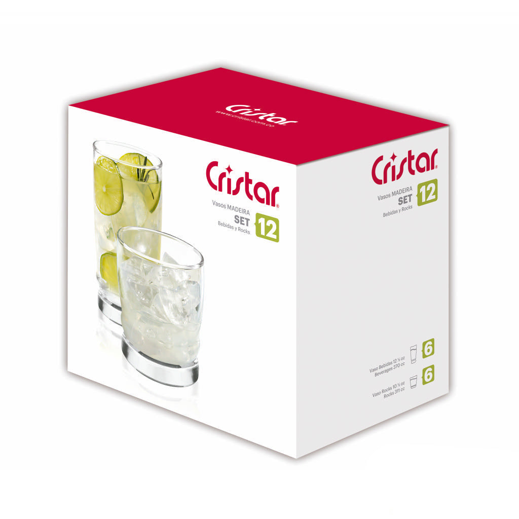 Set Madeira Vasos Rocks/Bebidas x 12 Unidades