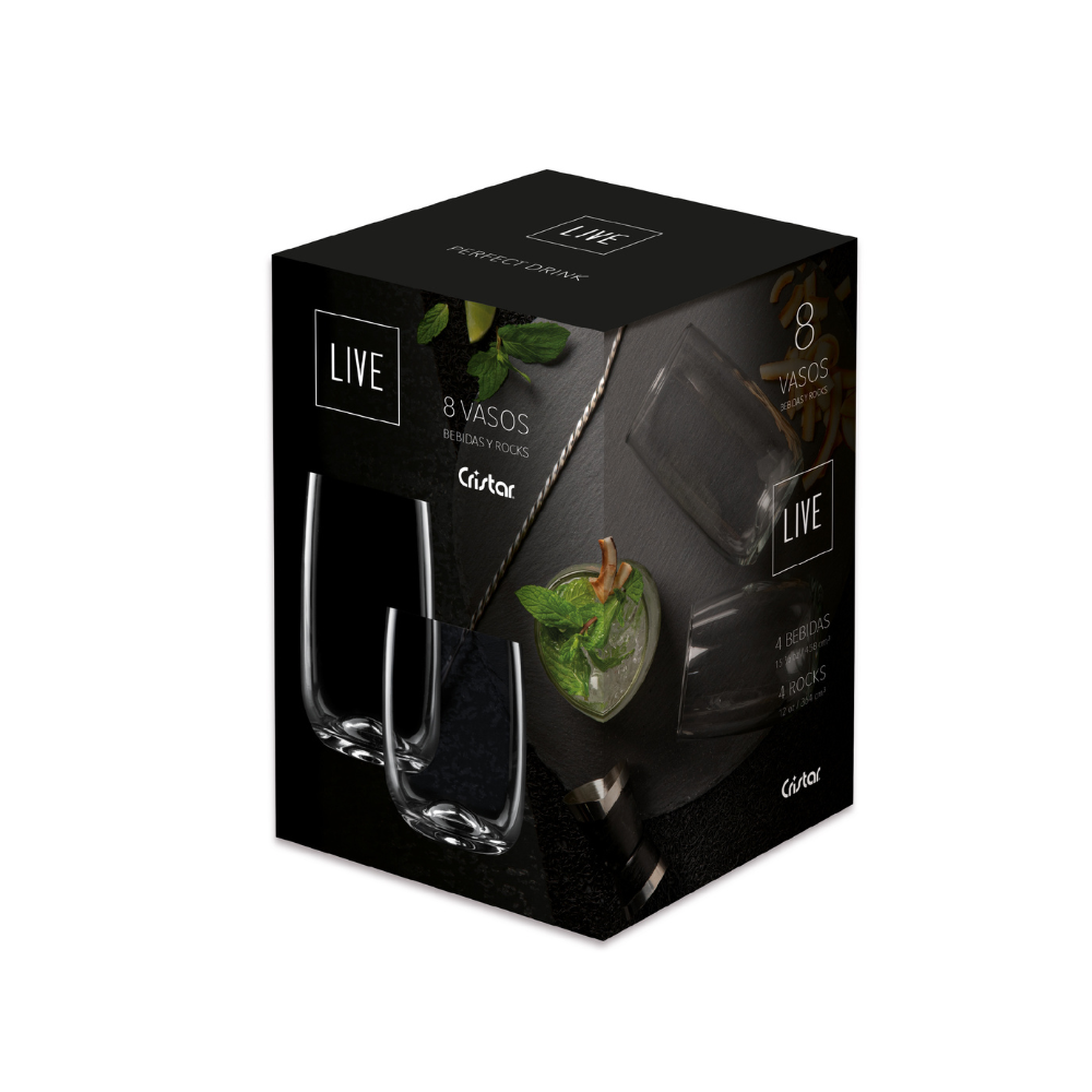 Set Live Vaso Agua x 8 Unidades
