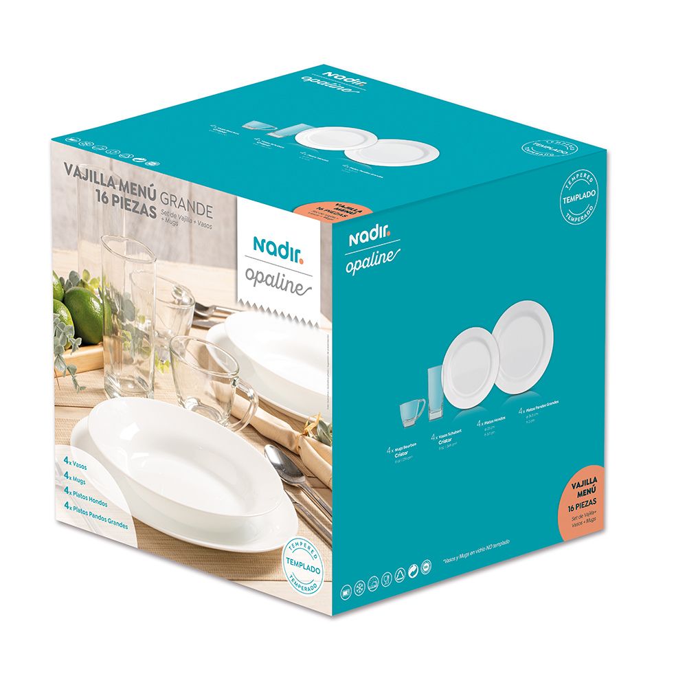 Vajilla Menú Nadir Opaline x 16 Unidades