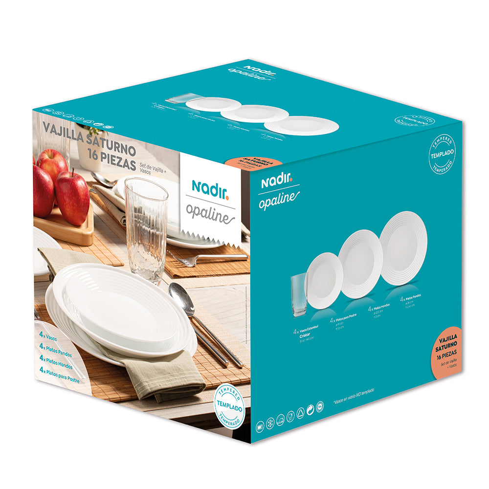Vajilla Saturno Nadir Opaline Mediana x 16 Unidades