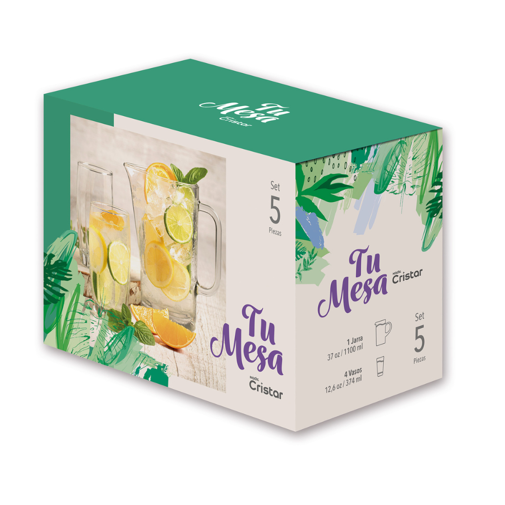 Set Venecia Jarra + Vasos Tu Mesa x 5 Unidades