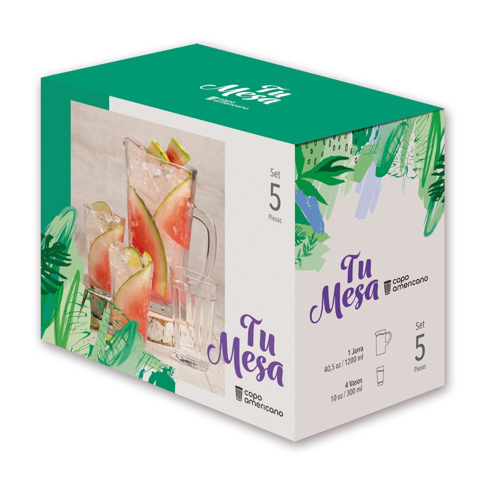 Set Jarra + Vasos Americano Tu Mesa x 5 Unidades