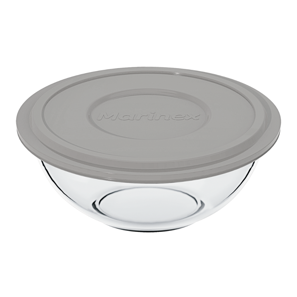 Contenedor redondo Marinex de 500 ml. Vidrio resistente. Incluye tapa hermética.