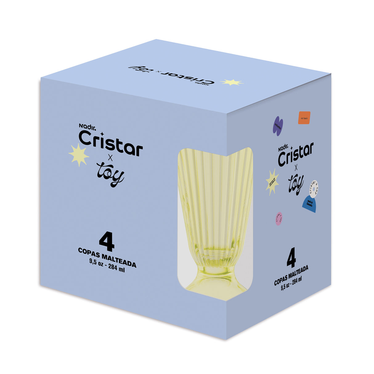 Copa Malteada Buttr Yellow cristar toy empacada por 4 unidades