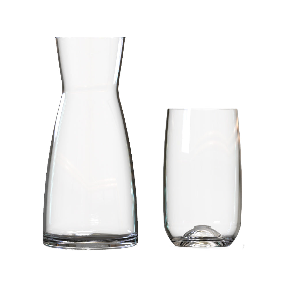 Decanter y vaso de vidrio del set agua concept
