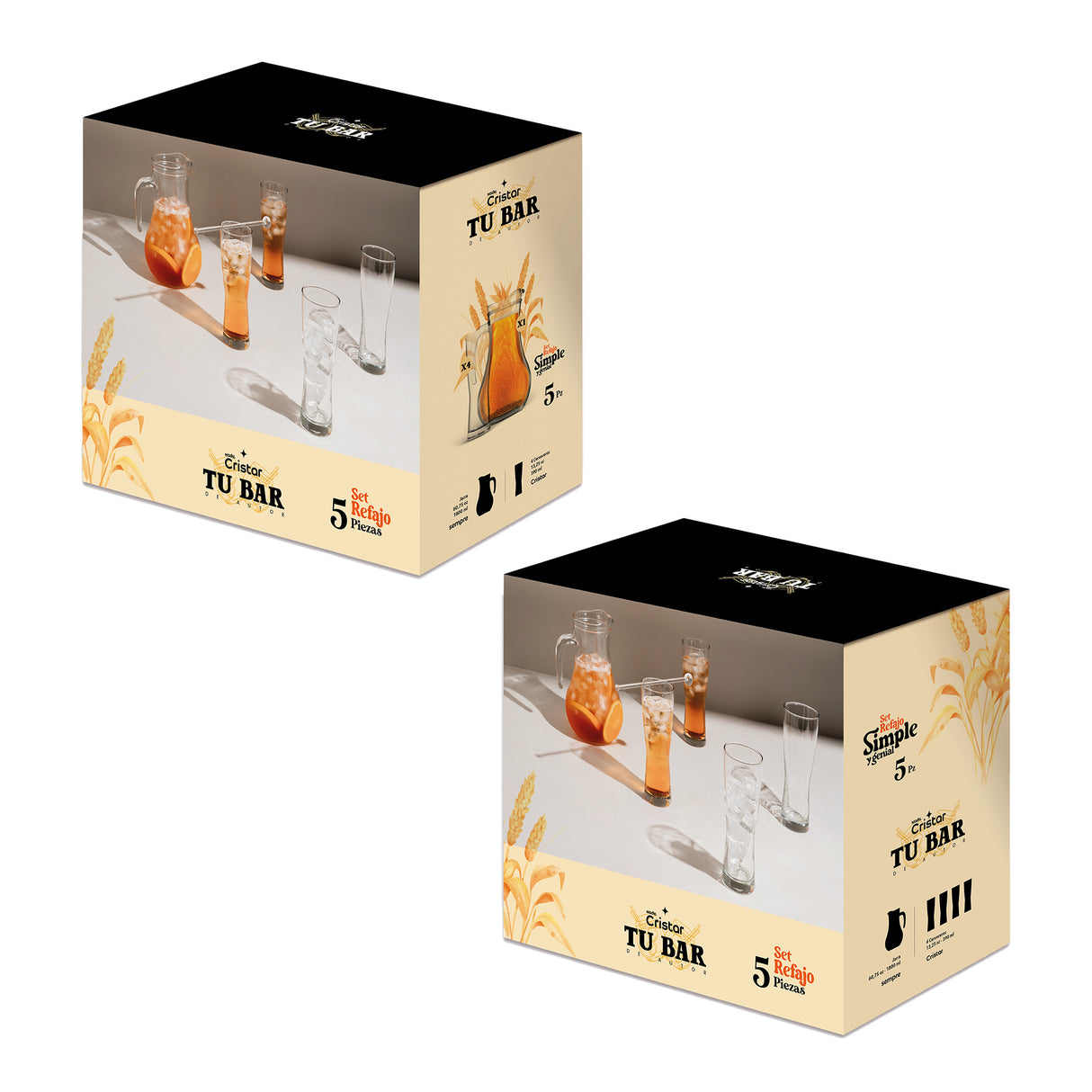 Caja del set Refajo Tu Bar. 1 jarra y 4 vasos