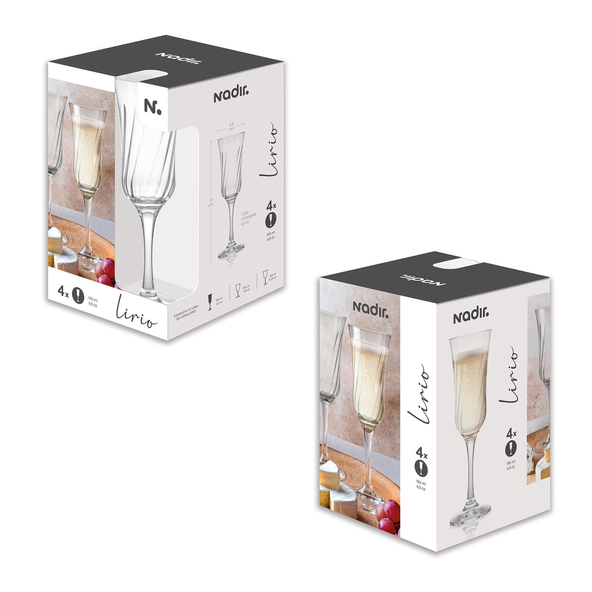 set copa lirio champaña nadir experience x 4 unidades