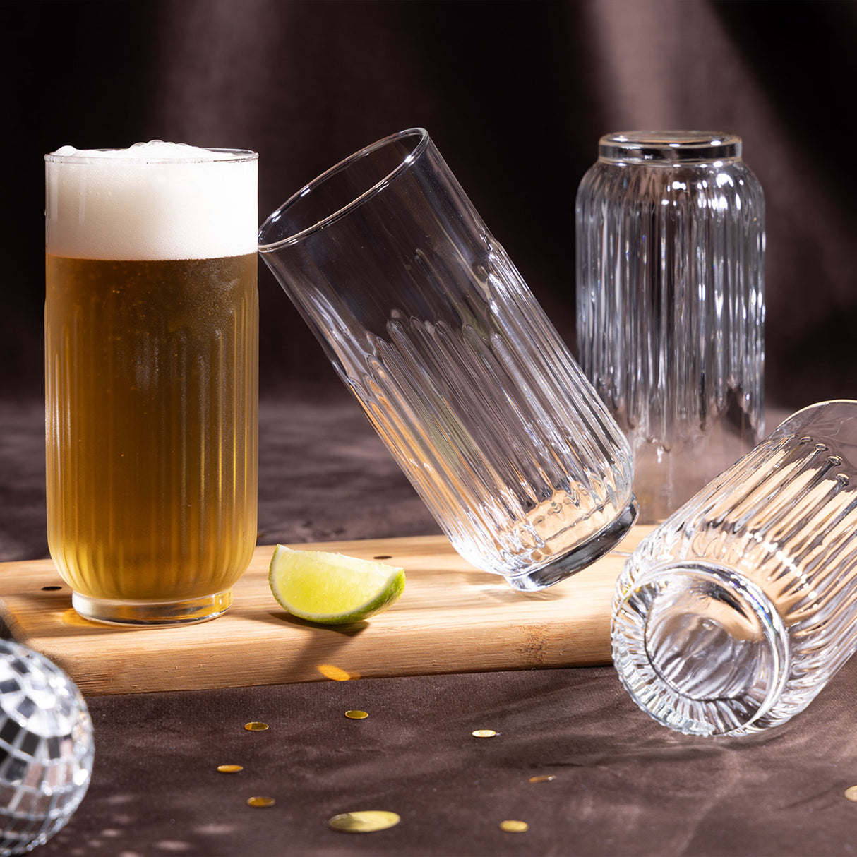 Cuatro vasos barcelona para bebidas. Disponible en aniversario Cristar 2026, caja por 24 unidades