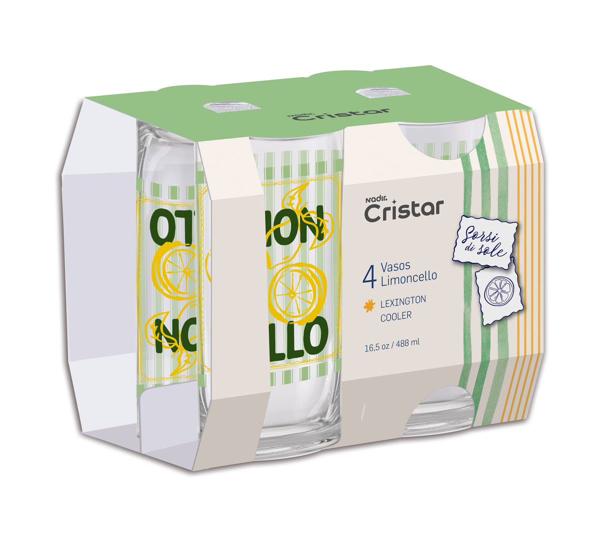 Set Vaso Lexington Decorado Limoncello x 4 Unidades