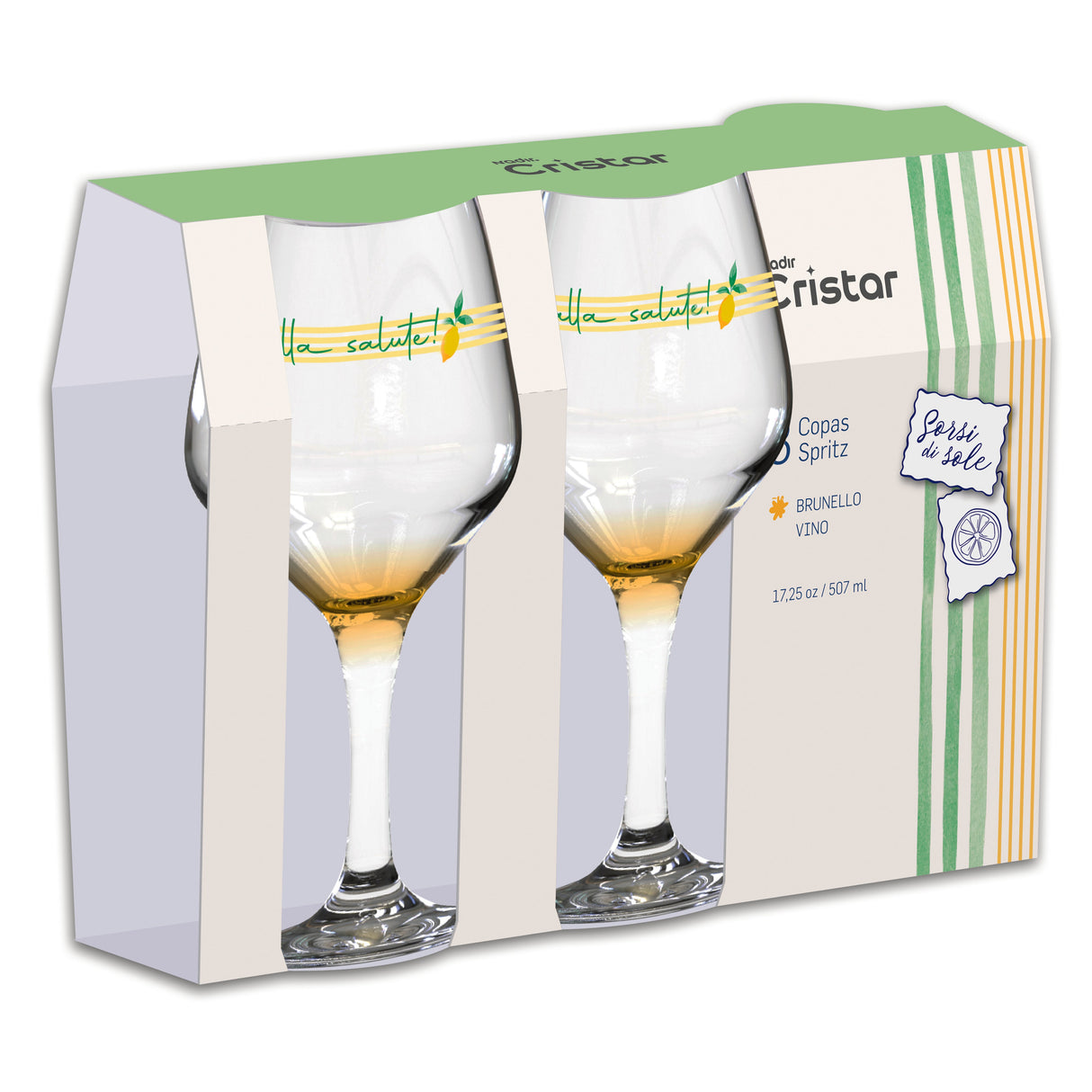 Set Copa Brunello Decorado Alla Salute x 3 Unidades