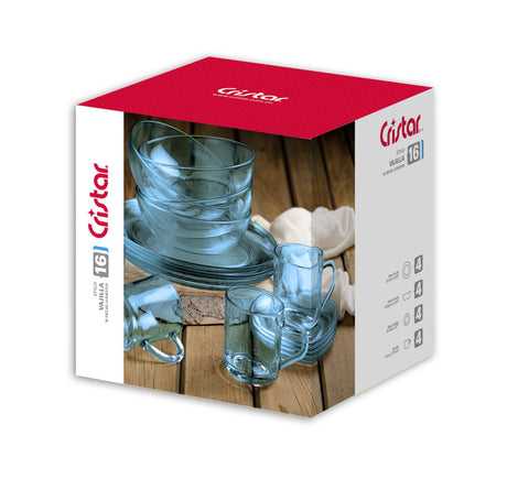 Caja de vajilla stylo por 16 unidades vidrio de color