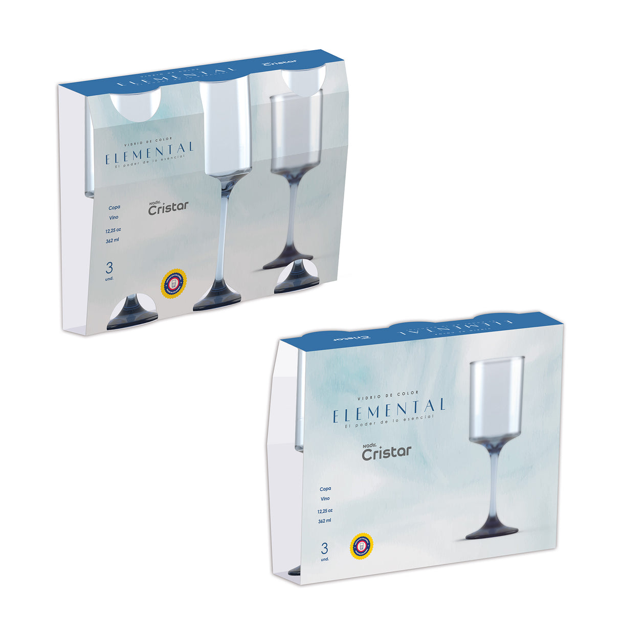 Dos canastillas de las copas Rio vino, colección elemental