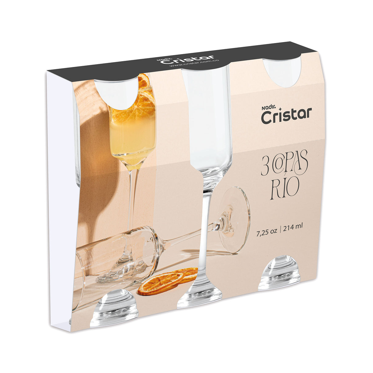 Caja de Copa Rio Champaña canastilla x 3 unidades