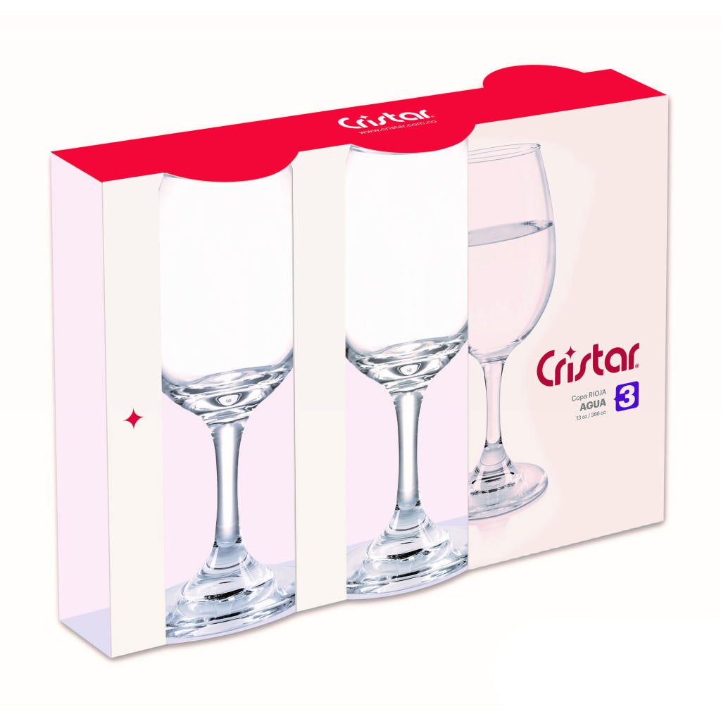 Canastilla por 3 unidades de copa rioja para agua