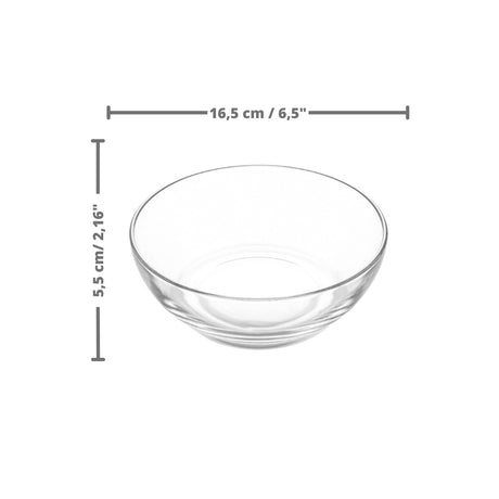 Medida de platos Hondos vajilla stylo vidrio transparente Alto: 5,5 cm / 2,16 pulgadas / Diámetro: 16,5 cm / 6,4 pulgadas