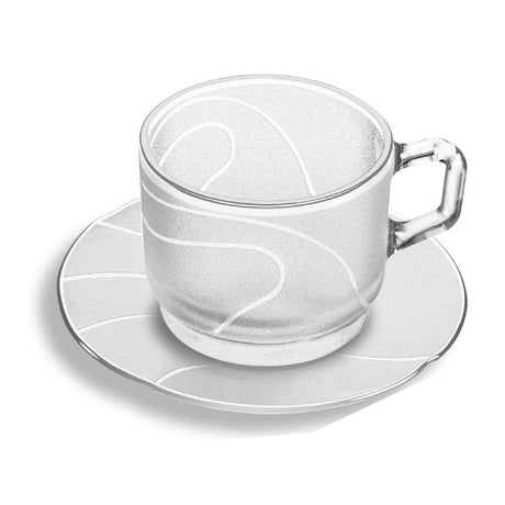 Taza o pocillo de vidrio con platillo pequeño