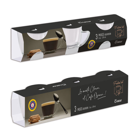 Mug Bourbon caja 3 unidades presentación festival del café masivo