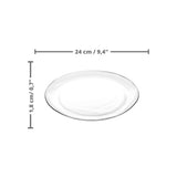 Dimensiones del plato pando de vajilla stylo: Alto: 1,8 cm /0,70" / Diámetro: 23,9 cm / 9,04"