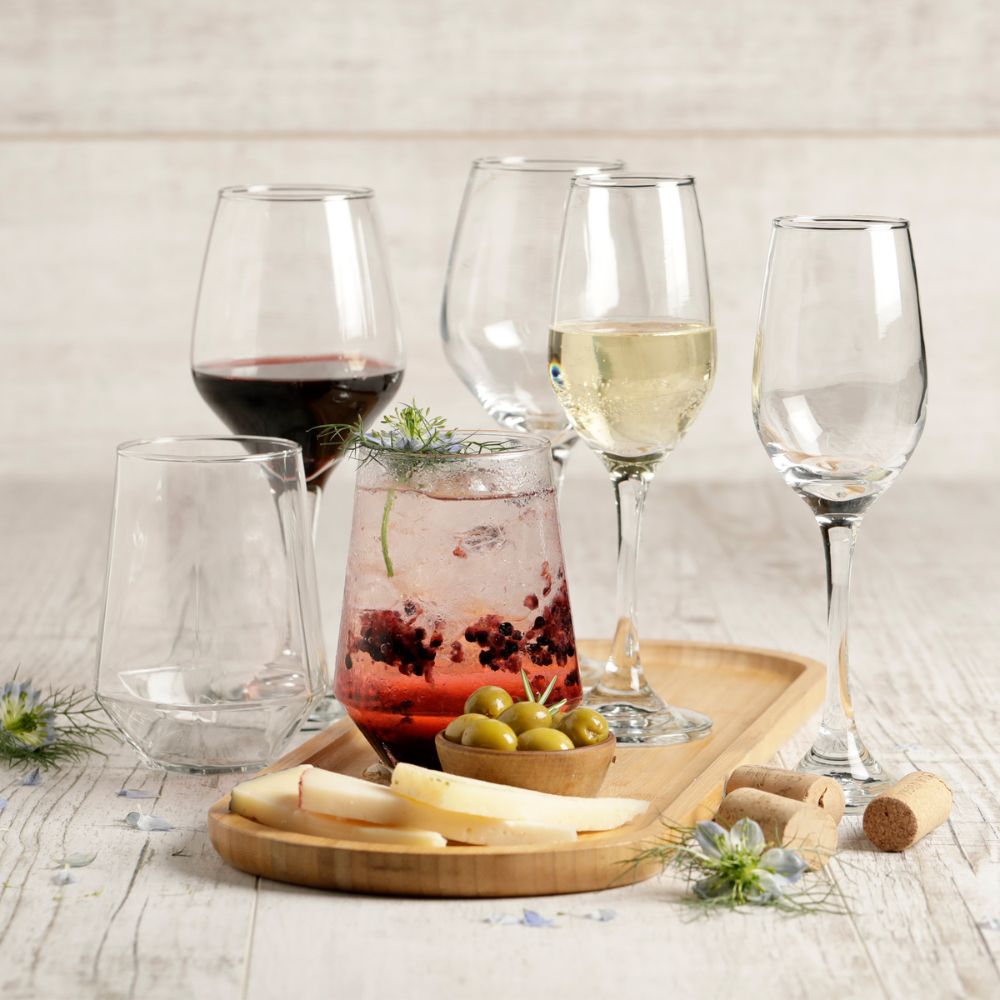 Set de copas y vasos Brunello, colección Tu mesa