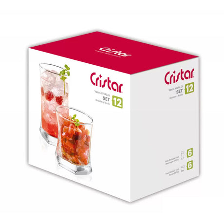 Caja del Set Vivaldi doce piezas: 6 vasos cortos y 6 vasos bebidas