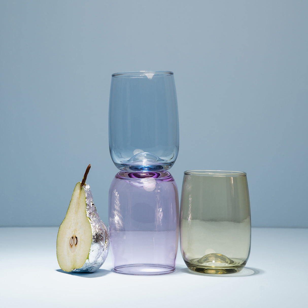 tres vasos rocks del set Cristar x Toy