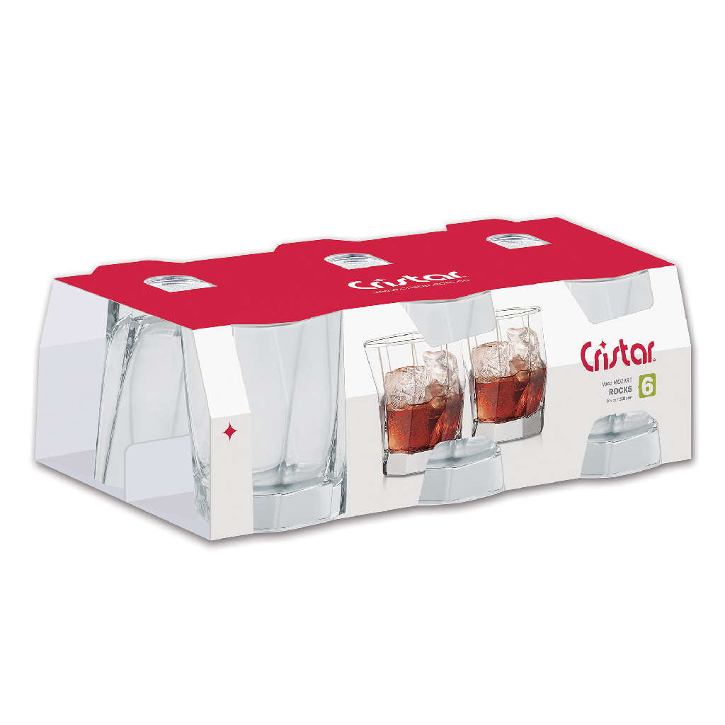 El Vaso Mozart canastilla x 6 unidades. Capacidad Rocks para tragos cortos.