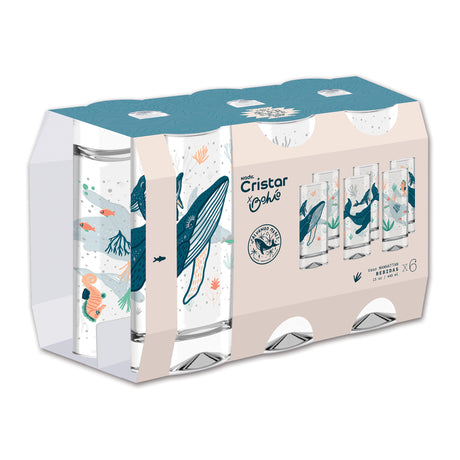 Caja por 6 unidades del vaso ballena colección bohío